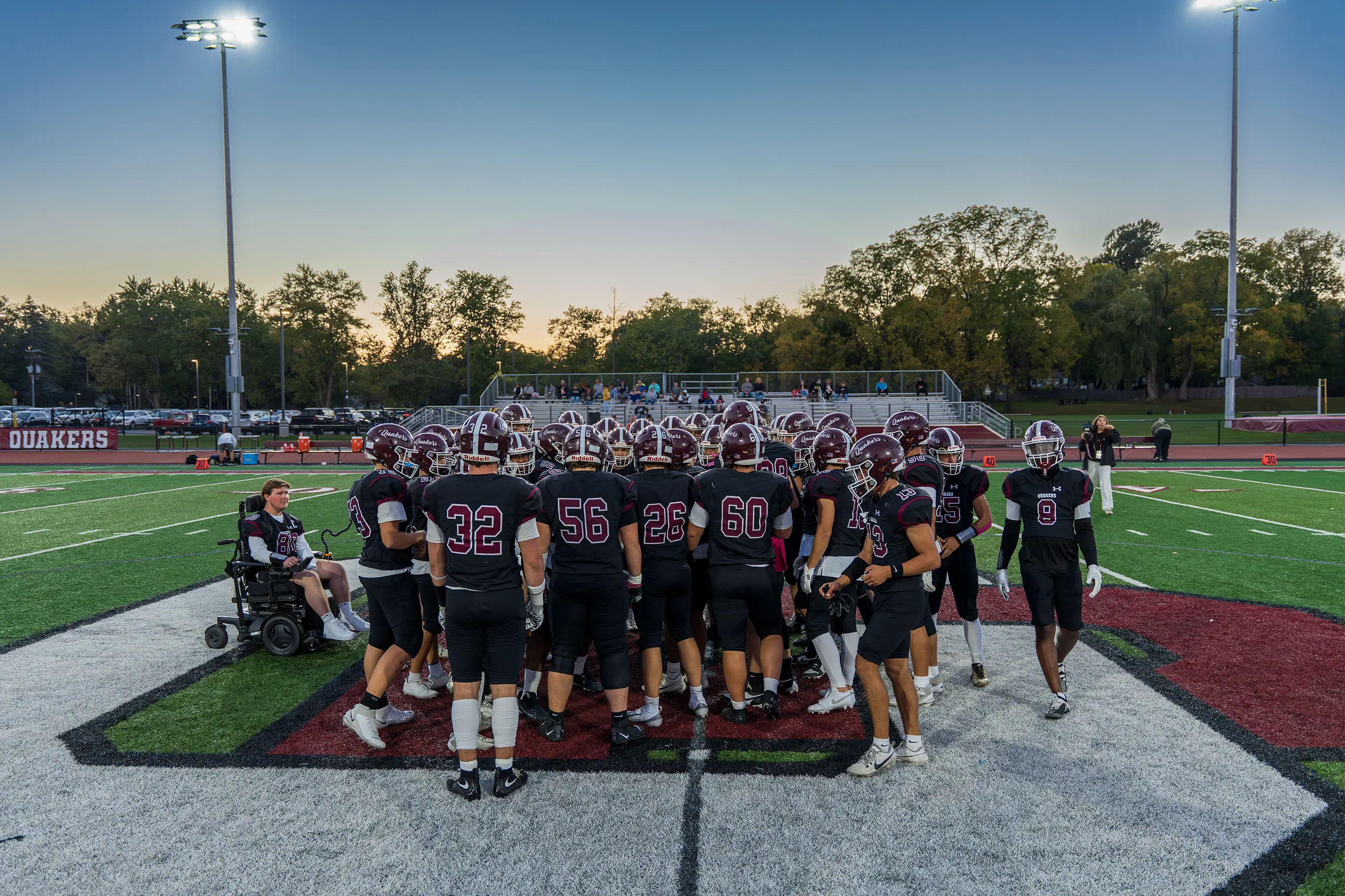 Orchard Park Football pregame huddle